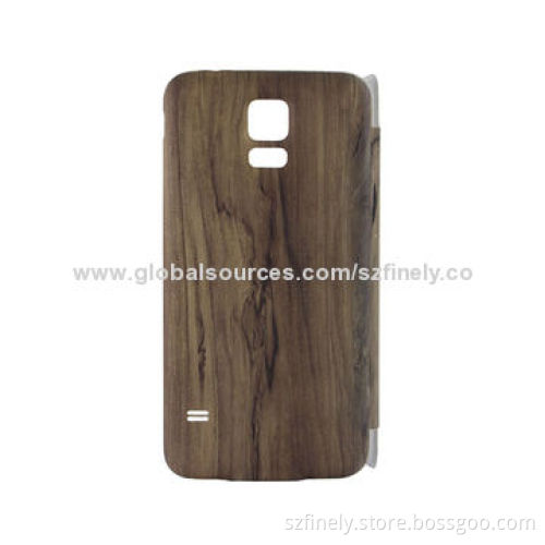 Leather case for Samsung S5, creative design, combined with water-transfer print and hot pressure